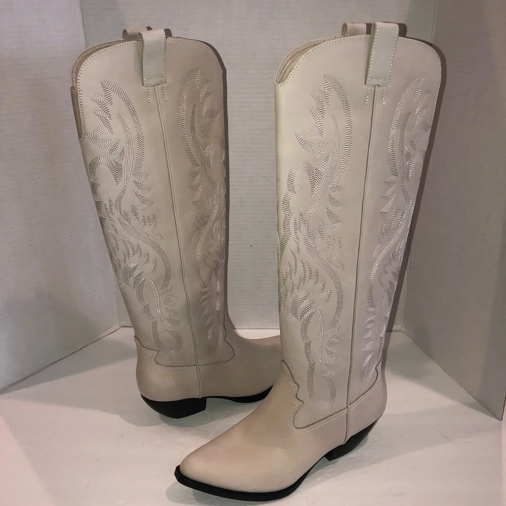 Jeffrey Campbell x Free People Grey Finn Tall Western Cowboy Boots Shoes sz 8